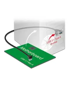 כבל USB 3.1 Gen 2 להתקנה בפאנל תקע 20 לשקע USB-A עם מרחק בין הברגים 31 מ"מ ז/נ DELOCK | 85325 | 4K