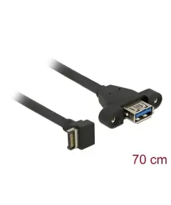 כבל USB 3.1 Gen 2 להתקנה בפאנל תקע 20 לשקע USB-A עם מרחק בין הברגים 31 מ