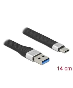 כבל USB 3.2 Gen 1 5Gbps שטוח תקע USB-C לתקע USB-A תומך PD 3 A ז/ז DELOCK | 86938