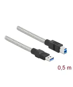כבל USB 3.2 Gen 1 5Gbps תעשייתי מצופה מתכת תקע USB-B לתקע USB-A ז/ז DELOCK | 86777 | 4K