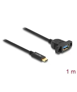 כבל USB 3.2 Gen 2 להתקנה בפאנל תקע USB-C לשקע USB-A עם מרחק בין הברגים 28 מ
