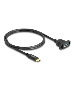 כבל USB 3.2 Gen 2 להתקנה בפאנל תקע USB-C לשקע USB-A עם מרחק בין הברגים 28 מ"מ ז/נ DELOCK | 87826 | 4K