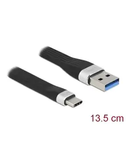 כבל USB 3.2 Gen1 5Gbps שטוח תקע USB-C לתקע USB-A תומך PD 3 A ז/ז DELOCK | 85771