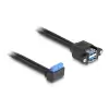 כבל USB 5Gbps להתקנה בפאנל שקע 19 פין ל- 2 שקעים USB-A נ/נ DELOCK | 83007 | 4K