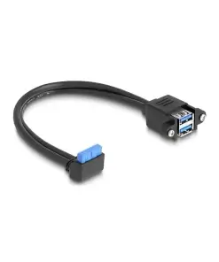 כבל USB 5Gbps להתקנה בפאנל שקע 19 פין ל- 2 שקעים USB-A נ/נ DELOCK | 83007 | 4K
