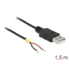 כבל USB-A 2.0 זכר עם 2 גידים פתוחים ז/ז DELOCK | 85664 | 4K