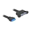 כבל USB-A 3.0 להתקנה בפאנל שקע 19 פין לשקע USB-A Parallel ז/נ DELOCK | 82941 | 4K