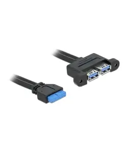 כבל USB-A 3.0 להתקנה בפאנל שקע 19 פין לשקע USB-A Parallel ז/נ DELOCK | 82941 | 4K