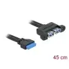 כבל USB-A 3.0 להתקנה בפאנל שקע 19 פין לשקע USB-A Parallel ז/נ DELOCK | 82941 | 4K