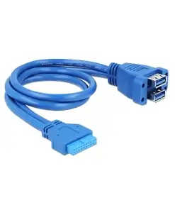 כבל USB-A 3.0 להתקנה בפאנל שקע 19 פין לשקע USB-A Stacked ז/נ DELOCK | 82942 | 4K