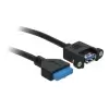 כבל USB-A 3.0 להתקנה בפאנל שקע 19 פין לשקע USB-A עם מרחק בין הברגים 30 מ