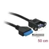 כבל USB-A 3.0 להתקנה בפאנל שקע 19 פין לשקע USB-A עם מרחק בין הברגים 30 מ