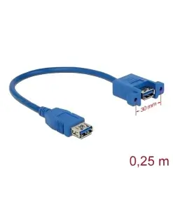 כבל USB-A 3.0 נ/נ להתקנה בפאנל עם מרחק בין הברגים 30 מ"מ נ/נ DELOCK | 85111 | 4K