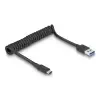 כבל USB3.1 Gen2 10Gbps מסולסל תקע USB-C לתקע USB-A ז/ז DELOCK | 85349 | 4K