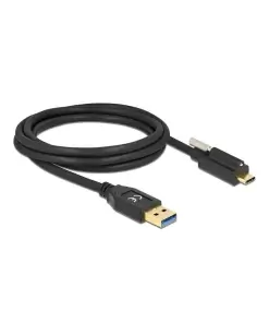 כבל USB3.2 Gen1 5Gbps תקע USB-A לתקע USB-C עם בורג נעילה תומך PD 3A ז/ז DELOCK | 84031 | 4K