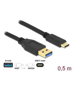 כבל USB3.2 Gen2 10Gbps תקע USB-A לתקע USB-C ז/ז DELOCK | 83869 | 4K