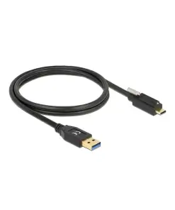 כבל USB3.2 Gen2 10Gbps תקע USB-A לתקע USB-C עם בורג נעילה תומך PD 3A ז/ז DELOCK | 83717 | 4K