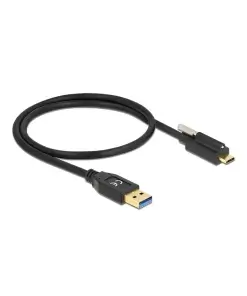 כבל USB3.2 Gen2 10Gbps תקע USB-A לתקע USB-C עם בורג נעילה תומך PD 3A ז/ז DELOCK | 84025 | 4K