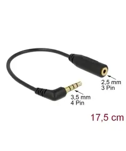 כבל אודיו PL 3.5 סטריאו 4 מגעים זכר לשקע PL 2.5 סטריאו 3 מגעים DELOCK | 65673