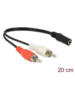 כבל אודיו RCA x 2 זכר לשקע PL 3.5 סטריאו 3 מגעים ז/נ DELOCK | 85806