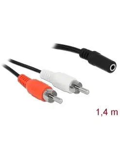 כבל אודיו RCA x 2 זכר לשקע PL 3.5 סטריאו 3 מגעים ז/נ DELOCK | 85808