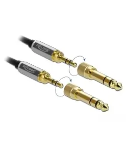 כבל אודיו מסולסל PL 3.5 סטריאו 3 מגעים ז/ז עם זוג מתאמים PL 6.35 בהברגה DELOCK | 85839