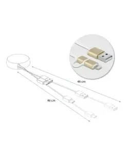 כבל טעינה ונתונים נמתח תקע USB-A לתקעים Lightning / Micro-B ז/ז DELOCK | 85820