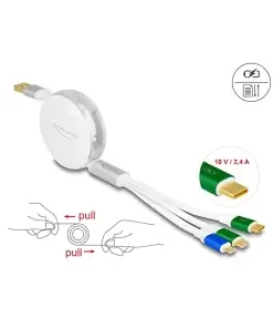 כבל טעינה ונתונים נמתח תקע USB-A לתקעים USB-C x 2 / Micro-B ז/ז DELOCK | 85358 | 4K