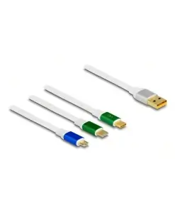 כבל טעינה ונתונים נמתח תקע USB-A לתקעים USB-C x 2 / Micro-B ז/ז DELOCK | 85359 | 4K