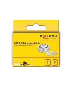 כבל טעינה ונתונים נמתח תקע USB-C לתקע USB-A ז/ז DELOCK | 85821 | 4K