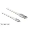 כבל טעינה ונתונים עם מוגן Kevlar תקע USB-A לתקע Lightning MFi ז/ז DELOCK | 83003