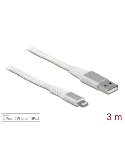 כבל טעינה ונתונים עם מוגן Kevlar תקע USB-A לתקע Lightning MFi ז/ז DELOCK | 83003