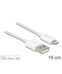 כבל טעינה ונתונים תקע USB-A לתקע Lightning MFi צבע לבן ז/ז DELOCK | 83001