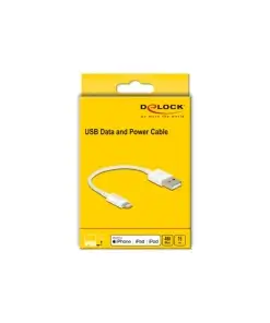 כבל טעינה ונתונים תקע USB-A לתקע Lightning MFi צבע לבן ז/ז DELOCK | 83001