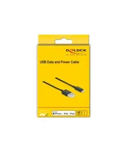 כבל טעינה ונתונים תקע USB-A לתקע Lightning MFi צבע שחור ז/ז DELOCK | 83002