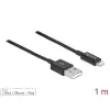כבל טעינה ונתונים תקע USB-A לתקע Lightning MFi צבע שחור ז/ז DELOCK | 83002
