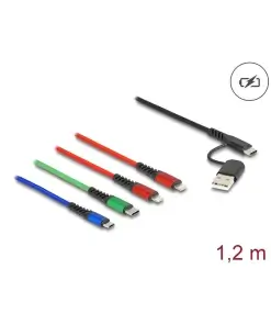 כבל טעינה תקע USB-A / C לתקעים Lightning x 2 / USB-C / Micro-B ז/ז DELOCK | 87884
