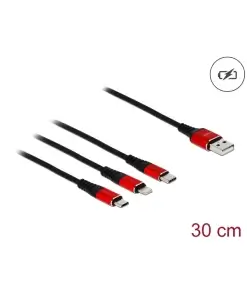 כבל טעינה תקע USB-A לתקעים Lightning / USB-C / Micro-B ז/ז DELOCK | 85891 | 4K