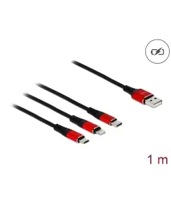 כבל טעינה תקע USB-A לתקעים Lightning USB-C Micro-B זז DELOCK 85892 4K