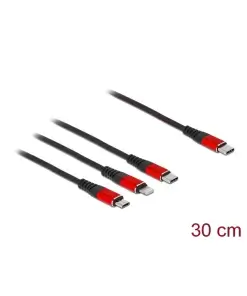 כבל טעינה תקע USB-C לתקעים Lightning / USB-C / Micro-B ז/ז DELOCK | 86710 | 4K