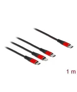 כבל טעינה תקע USB-C לתקעים Lightning / USB-C / Micro-B ז/ז DELOCK | 86711 | 4K