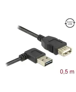 כבל מאריך EASY-USB 2.0 Type-A עם מחבר דו כיווני בזווית צד 90° זנ DELOCK 85177 4K