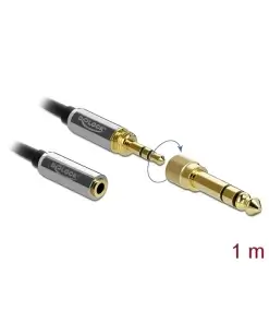כבל מאריך אודיו PL 3.5 סטריאו 3 מגעים ז/נ עם מתאם PL 6.35 בהברגה DELOCK | 85780