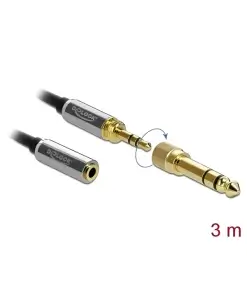כבל מאריך אודיו PL 3.5 סטריאו 3 מגעים ז/נ עם מתאם PL 6.35 בהברגה DELOCK | 85782
