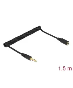 כבל מאריך אודיו מסולסל PL 3.5 סטריאו 3 מגעים ז/נ DELOCK | 86768