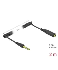 כבל מאריך אודיו מסולסל PL 6.35 סטריאו 3 מגעים ז/נ DELOCK | 85938