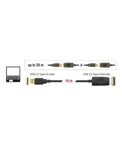 כבל מאריך אקטיבי USB-A 2.0 ז/נ DELOCK | 82446 | 4K