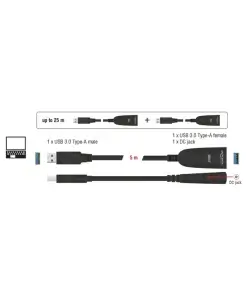 כבל מאריך אקטיבי USB-A 3.0 5Gbps ז/נ DELOCK | 83089 | 4K