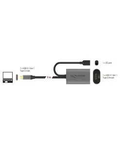 כבל מאריך אקטיבי USB-C 3.1 Gen1 5Gbps ז/נ DELOCK | 85392 | 4K