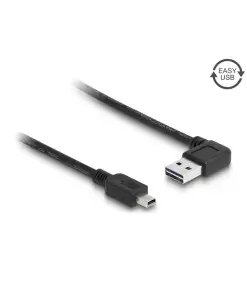 כבל מיני EASY-USB 2.0 תקע Mini-B לתקע USB-A דו כיווני בזווית 90° ז/ז DELOCK | 83378 | 4K